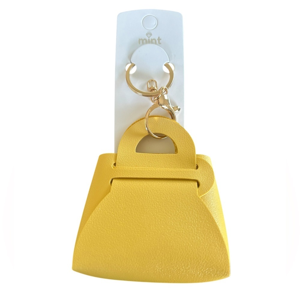 NWT Mint Mini Handbag Keychain Charm Yellow Vegan Leather Bag Accessory
